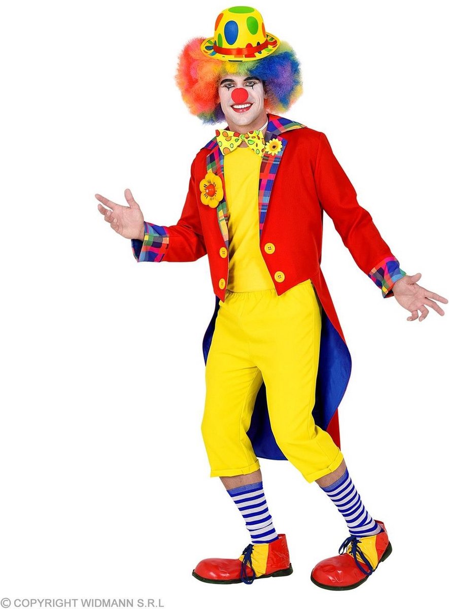 Clown & Nar Kostuum | Jas Met Een Lach Clown Slipjas Rood Man | Small | Carnaval kostuum | Verkleedkleding